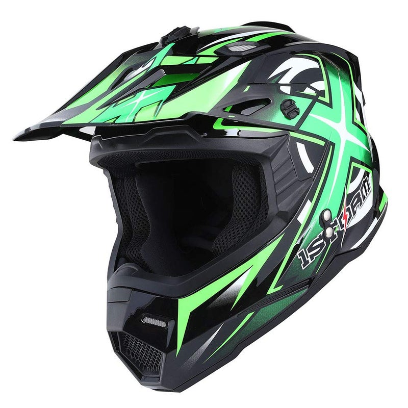1Storm Adult Motocross Helmet BMX MX ATV Dirt Bike Four Wheeler Quad Motorcycle Full Face Helmet Racing Style: HF801 Sonic Green - Image 2