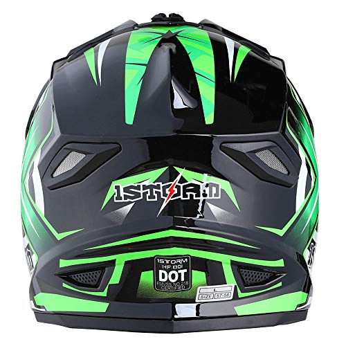 1Storm Adult Motocross Helmet BMX MX ATV Dirt Bike Four Wheeler Quad Motorcycle Full Face Helmet Racing Style: HF801 Sonic Green - Image 4