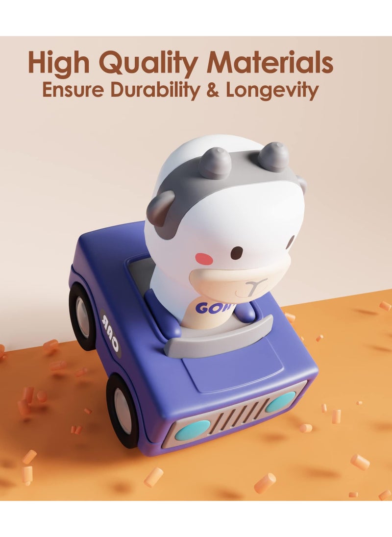 Mr. Penda 4 Pack Press and Go Car Toys, For Toddlers 1-3, Baby Animal Racing Cars, Infant Play Vehicle Set, Baby Push Go Friction Car Toys, 1st Birthday Gifts for 1-2 Years Old Boys Grils  - Image 5