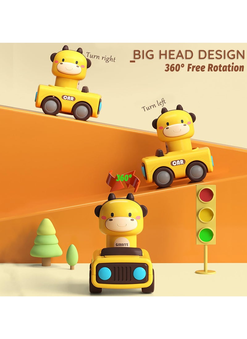 Mr. Penda 4 Pack Press and Go Car Toys, For Toddlers 1-3, Baby Animal Racing Cars, Infant Play Vehicle Set, Baby Push Go Friction Car Toys, 1st Birthday Gifts for 1-2 Years Old Boys Grils  - Image 3