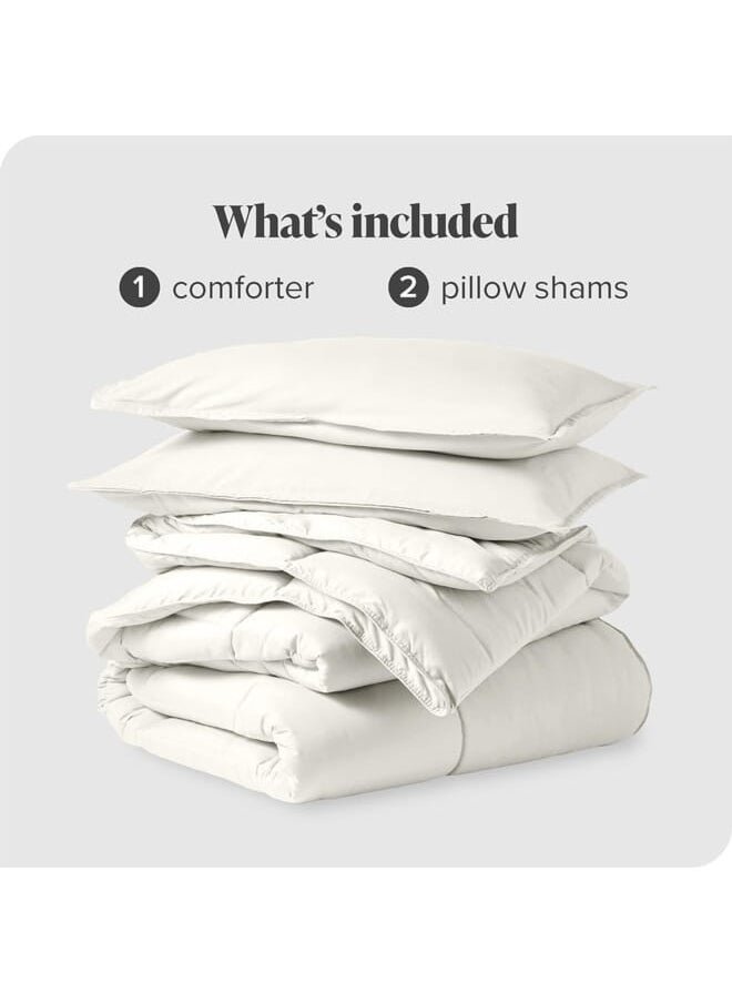 Home of linens Cotton - Plain - 3 Pieces Heavy Comforter Set - 3.6Kgs - Down Alternative Filling - (For Matress 160cm/180cm) - Size (230cm x 240cm) + 2 Pillow Case Covers (50cm x 70cm) - Off White  - Image 4