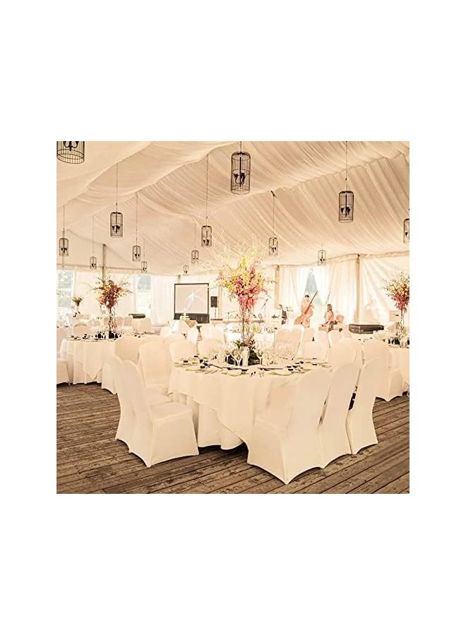 Green Tiger White Stretch Chair Cover: Dining Seat Covers Set of 10 Universal Fitted Spandex Chairs Slipcover for Christmas Wedding Party Ramadan Banquet - Image 4