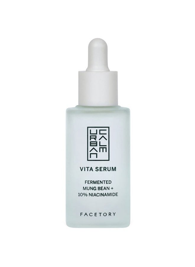 FACETORY Urban Calm Hydrating Vita Serum Glow Boosting Facial Serum With Fermented Mung Bean & 10% Niacinamide For Fine Lines & Wrinkles Plump & Revive Dry Skin Smoothing & Calming 30Ml / 1.01 Fl Oz  - Image 1