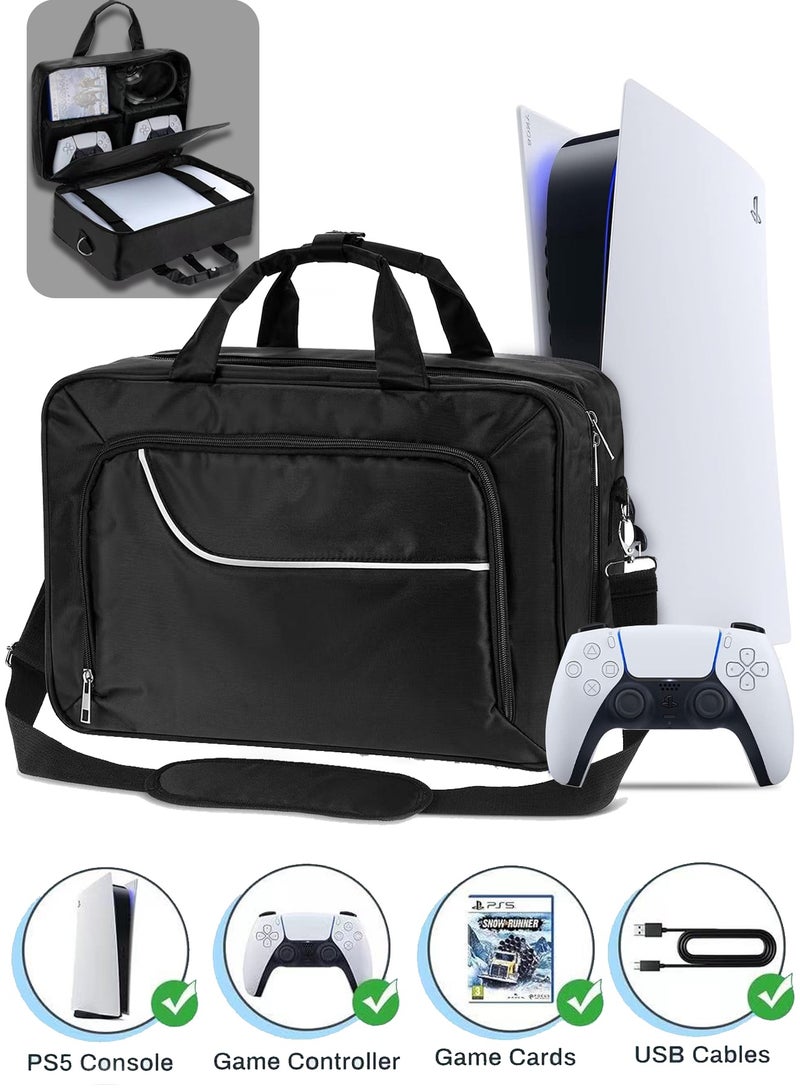 PS5 Carrying Case Shoulder Bag – Protective Travel Bag for PlayStation 5 Console, Compatible with PS5 Digital/Disc/PS5 Pro, Shockproof Anti-Scratch Water-Resistant Design, Non-Slip Bottom, Durable Zipper, Large Capacity Storage for Controllers, Game Cards, Laptop & Accessories – Portable PS5 Protective Bag, Ideal Gift - Image 1