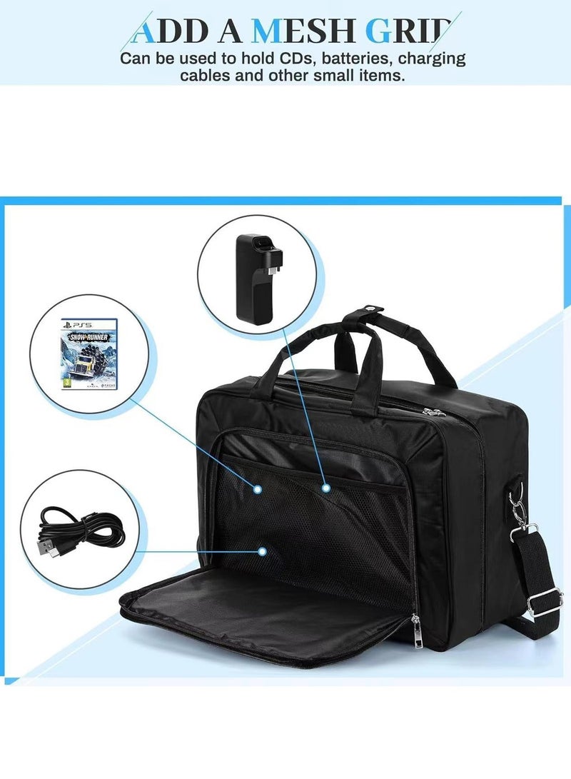 PS5 Carrying Case Shoulder Bag – Protective Travel Bag for PlayStation 5 Console, Compatible with PS5 Digital/Disc/PS5 Pro, Shockproof Anti-Scratch Water-Resistant Design, Non-Slip Bottom, Durable Zipper, Large Capacity Storage for Controllers, Game Cards, Laptop & Accessories – Portable PS5 Protective Bag, Ideal Gift - Image 5