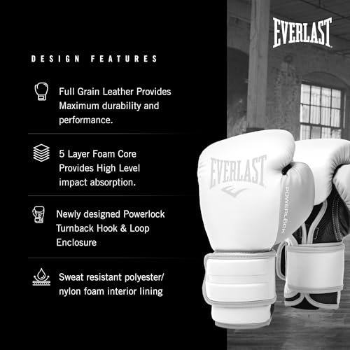 Everlast Powerlock 2 Hook & Loop Boxing Gloves | Fight Training Gloves | Hook and Loop with Durable Hand & Wrist Support | Heavy Bag & Fitness Training (White, 12 oz) - Image 3