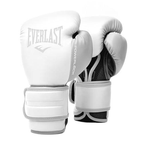 Everlast Powerlock 2 Hook & Loop Boxing Gloves | Fight Training Gloves | Hook and Loop with Durable Hand & Wrist Support | Heavy Bag & Fitness Training (White, 12 oz) - Image 1