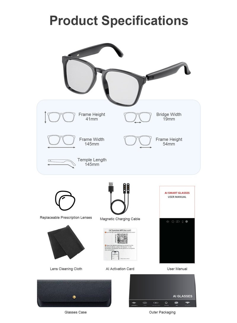 A14 White Frame Sunglasses AI Translation Smart Glasses - Bluetooth Audio Glasses for Business, Travel, Driving, Cycling & Outdoor Sports, Open-Ear Multifunctional Voice Translator Eyewear - Image 2