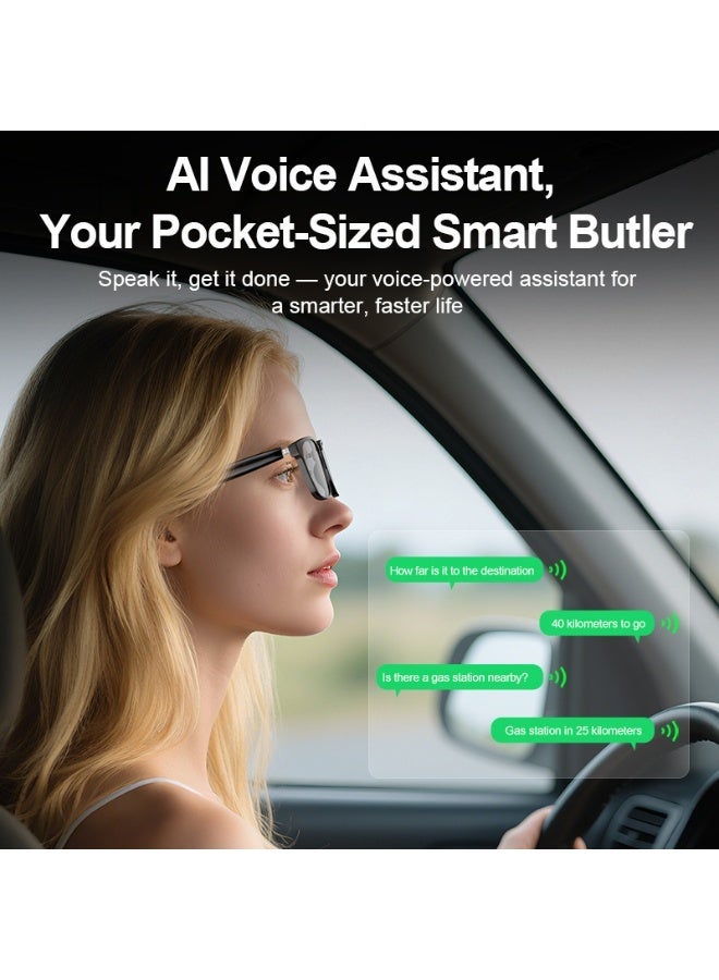 A14 White Frame Sunglasses AI Translation Smart Glasses - Bluetooth Audio Glasses for Business, Travel, Driving, Cycling & Outdoor Sports, Open-Ear Multifunctional Voice Translator Eyewear - Image 3