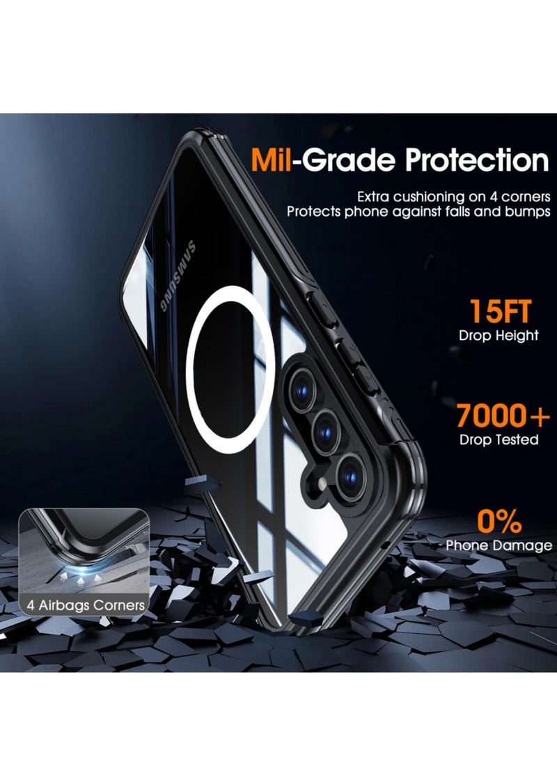 Aookay Magnetic Phone Case for Samsung Galaxy A36/A56 5G, Built-in Glass Screen, 360 Degree Full Body Shockproof Protection, Solid Bumper Shell for Samsung Galaxy A36/A56 5G (Black) - Image 2