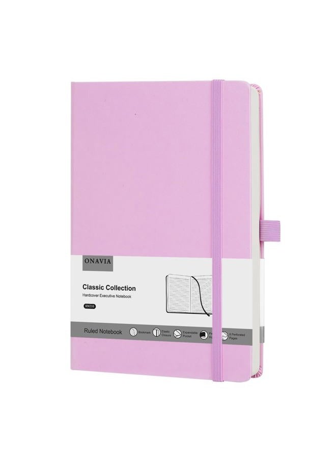 ONAVIA Lined Journal Notebooks for Work, Travel, College, A5 Size 100 GSM Thick Paper, Classic Ruled Journaling Notebook, Hardcover Notepad for Writing 160 Pages, 5.5 x 8.3 inch, Pink - Image 1