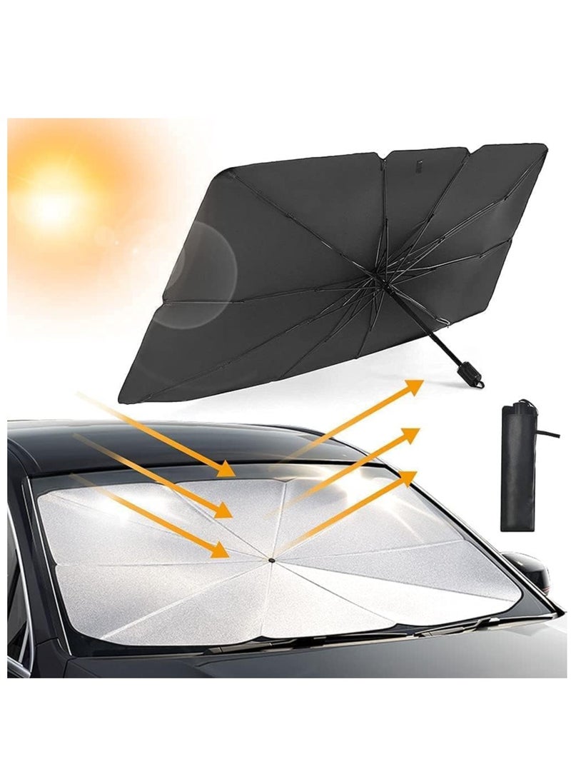 Car Windshield Sun Shade Foldable Umbrella Reflective Sunshade for Vehicle Blocks UV Rays and Heat, Sun Visor Protector to Keep Your Vehicle Cool, Fits Front Windshields of Various Size - Image 1