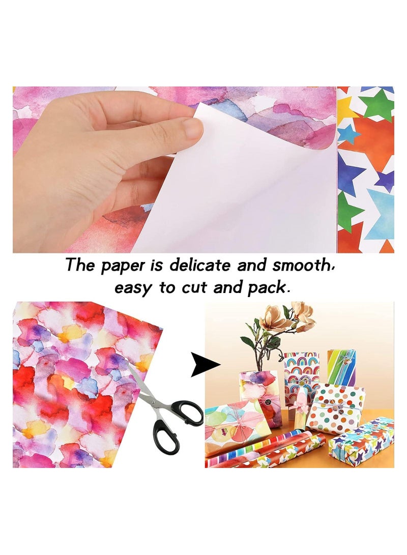 مجموعة أوراق تغليف الهدايا تحتوي على 6 من أوراق الكرافت مع حبل وملصق وشريط لحفلات عيد الميلاد والزفاف والتخرج وعيد الفطر. كل ورقة بحجم 50 سم × 70 سم. - Image 4