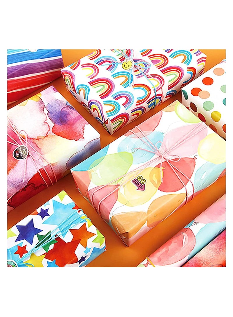 مجموعة أوراق تغليف الهدايا تحتوي على 6 من أوراق الكرافت مع حبل وملصق وشريط لحفلات عيد الميلاد والزفاف والتخرج وعيد الفطر. كل ورقة بحجم 50 سم × 70 سم. - Image 3