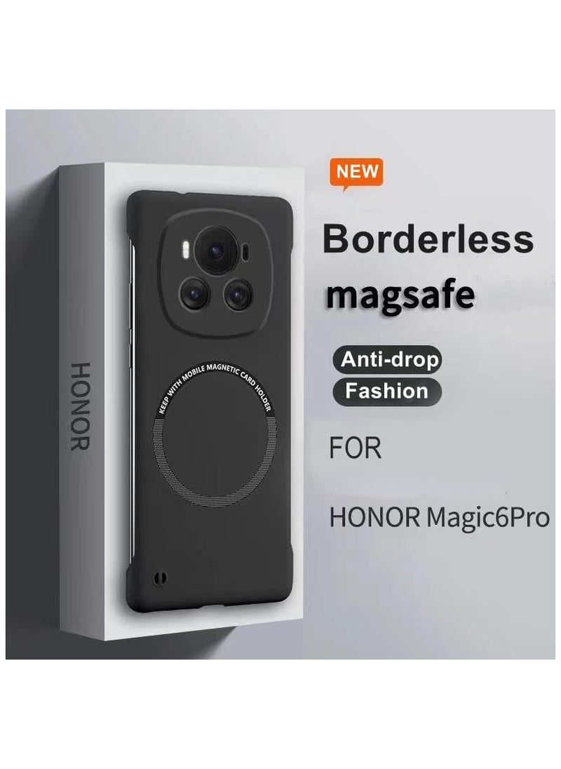 General Magnetic Frameless Case Compatible with Honor Magic 6 Pro 5G Matte Hard PC Wireless Charging Cover For Magic 6 Pro Fundas  - Image 2
