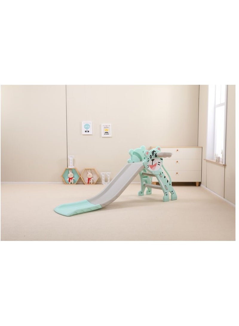 FULL JOY Foldable Tiger Slide With Basketball ,Turquoise - Image 2