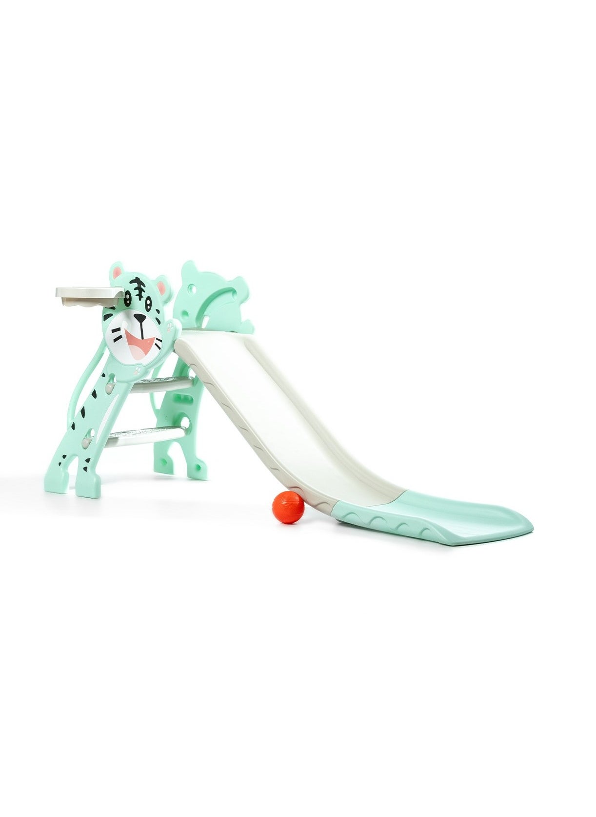 Foldable Tiger Slide With Basketball ,Turquoise 