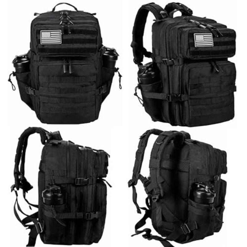 Military Tactical Backpack for Men and Women 45L Army 3 Days Assault Pack Bag Large Rucksack with Molle System - Black - Image 3