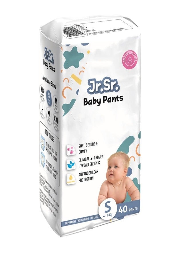 Jr. Sr. Baby Diaper Pants | Small (S) Size (4-8 kg), 40 Count | Pack of 1 | Upto 12 hr Absorption with Advanced Leak Protection | Safe For Babies Skin | Soft, Secure & Comfy - Image 1