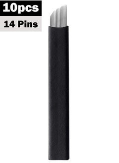 Coconut 10 Pieces Disposable 0.18mm Microblading Blade Fine Needles Permanent Makeup Curve Brow Manual Eyebrow Embroidery Tattoo Microblade Needles - 14 Pins Shape  - Image 1