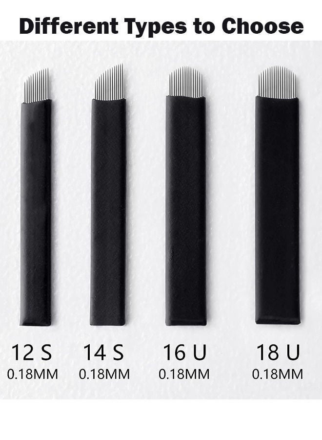 Coconut 10 Pieces Disposable 0.18mm Microblading Blade Fine Needles Permanent Makeup Curve Brow Manual Eyebrow Embroidery Tattoo Microblade Needles - 14 Pins Shape - Image 4