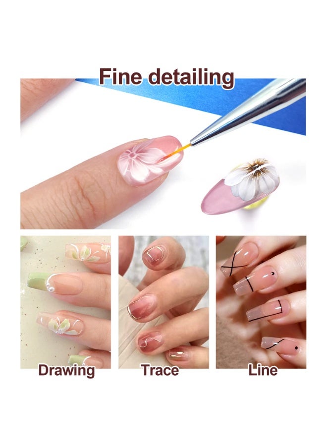 LuckyNov Double Head Nail Art Brushes 5 Pcs , Nail Art Dot Drill Drawing Brush Pen Manicure Care Tools Nail Brush Double Head Dot Painting Tool Set Nail Art Eyeliner Brush for Home DIY and Salon with Shiny Handle - Image 4