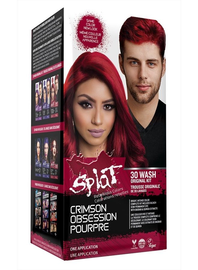 SPLAT Crimson Obsession Original Complete Hair Dye Kit - Semi Permanent, Vegan, & Cruelty-Free - Image 1