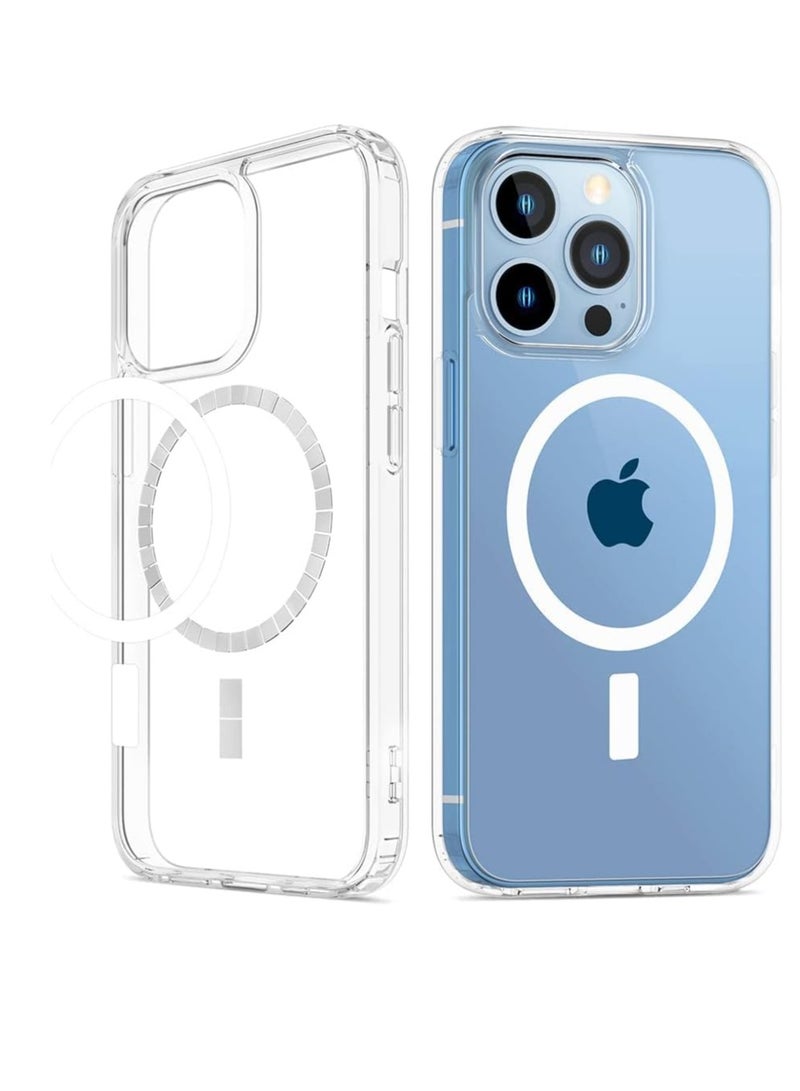 MIGOFAST Magnetic Clear Back Designed for iPhone 13 Pro Clear Phone Case Compatible with Magsafe, Slim Protective Cover - Image 1