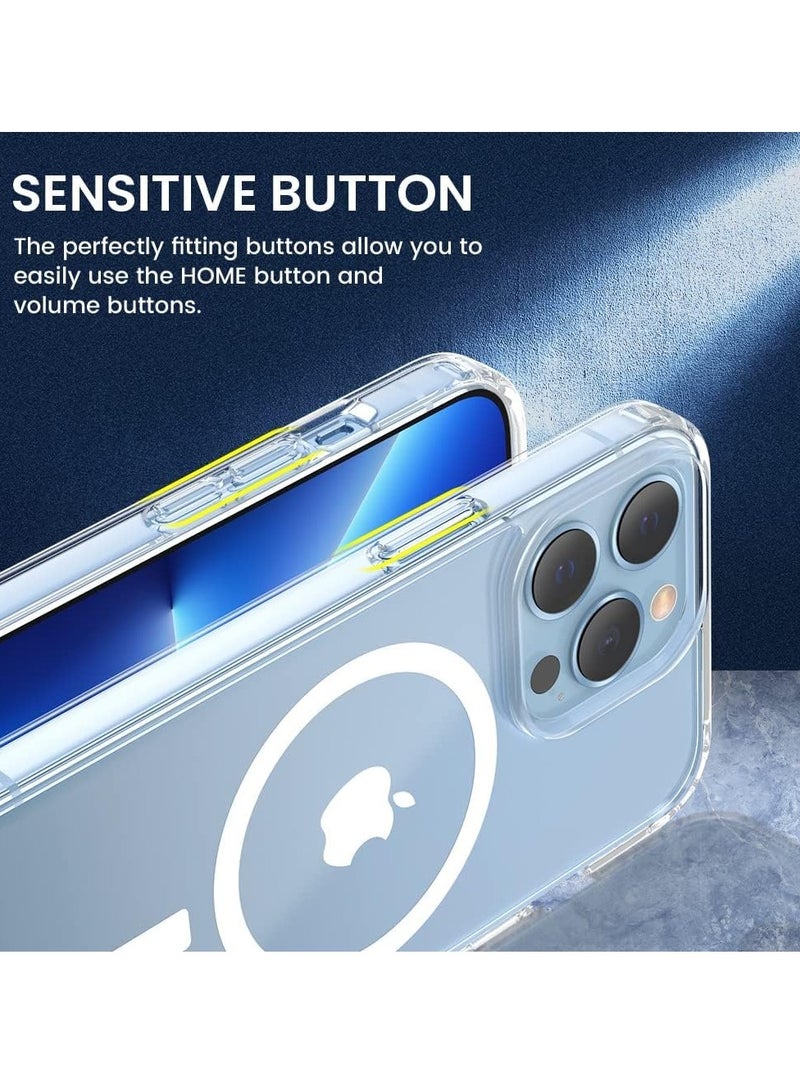 MIGOFAST Magnetic Clear Back Designed for iPhone 13 Pro Clear Phone Case Compatible with Magsafe, Slim Protective Cover - Image 4