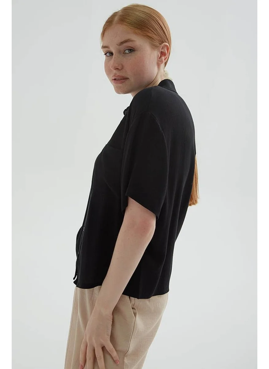 Fashion Friends Crop Black Women's Shirt 25Y0515K1