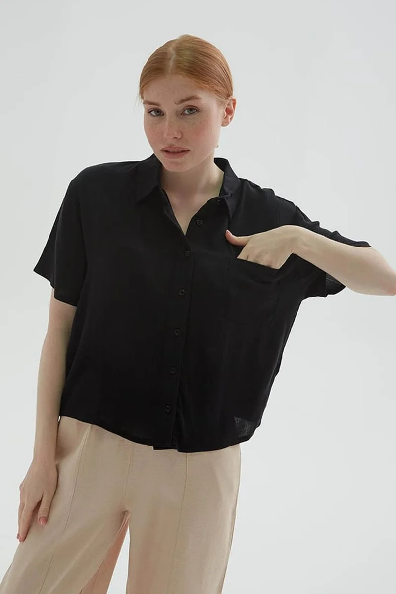 Fashion Friends Crop Black Women's Shirt 25Y0515K1