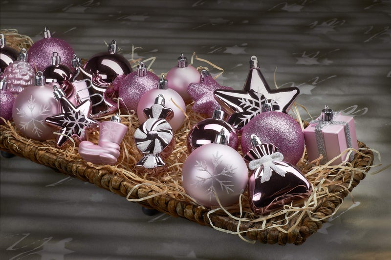 BRUBAKER 77-Piece Christmas Tree Ornaments - Shatterproof - Light Pink/Silver - Image 5