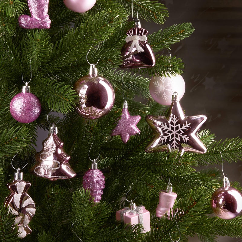 BRUBAKER 77-Piece Christmas Tree Ornaments - Shatterproof - Light Pink/Silver - Image 4