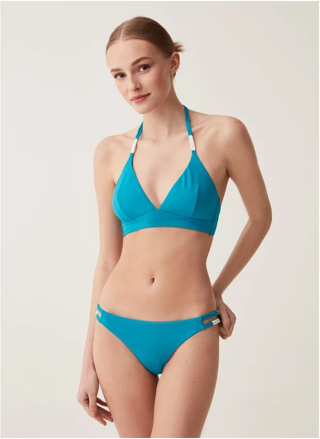 او في اس Ovs Triangle Bikini Top With Contrasting Details