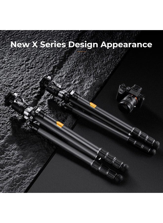 K&F Concept X-Series 68 inch/172cm Carbon Fiber Camera Tripod,Professional Photography Tripod with 30mm Metal Ball Head Load Capacity 12KG/26.4lbs for Indoor Outdoor Use X254C4+BH-30  - Image 3