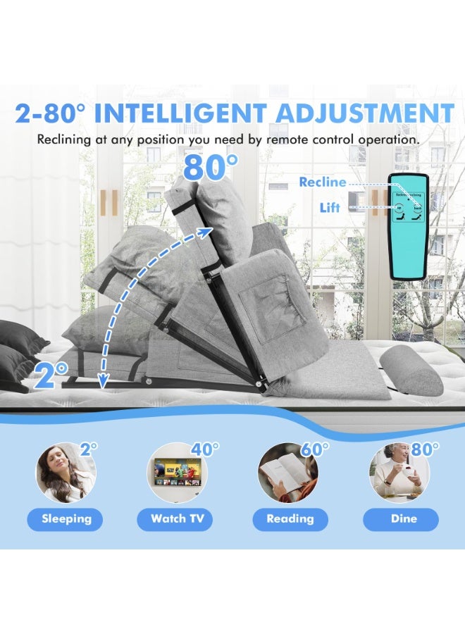والالا مسند ظهر كهربائي للسرير مع مسند للذراعين ومسند للقدمين ومسند ظهر للسرير قابل للرفع، مسند ظهر كهربائي قابل للتعديل بزاوية 2-80 درجة مع جهاز تحكم عن بعد، يساعد كبار السن على الخروج من السرير بسهولة، للجلوس ودعم أسفل الظهر والرقبة لكبار السن والمريضات الحوامل، يدعم 200 كجم - Image 3
