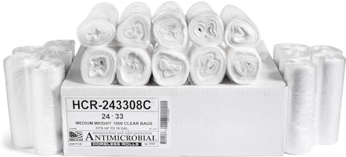 Aluf Plastics أكياس قمامة عالية الكثافة من ألوف بلاستيك 16 جالون 1000 عد 8 ميكرون يساوي 24 × 33 شفافة للحمام والمكتب والصناعات التجارية والتنظيف البلدي وإعادة التدوير - Image 2