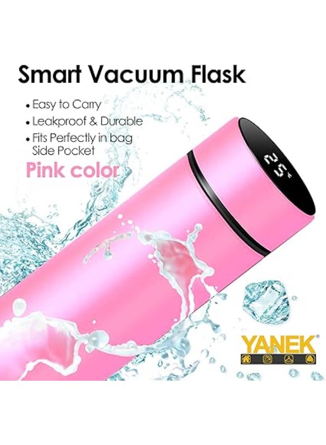 YANEK Smart Water Bottle Stainless Steel – Travel Mug with Smart LCD Touch Screen Temperature Display, Leak-Proof, Hot & Cold Beverage Flask, Ideal for Travel, Gym, Office, & Daily Use (PINK) - Image 5