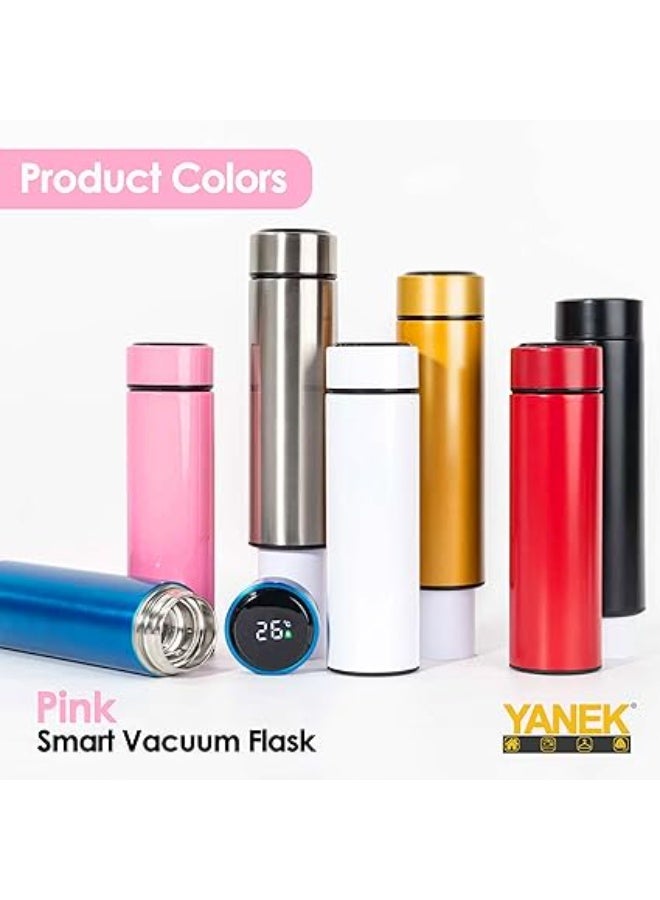 YANEK Smart Water Bottle Stainless Steel – Travel Mug with Smart LCD Touch Screen Temperature Display, Leak-Proof, Hot & Cold Beverage Flask, Ideal for Travel, Gym, Office, & Daily Use (PINK) - Image 3