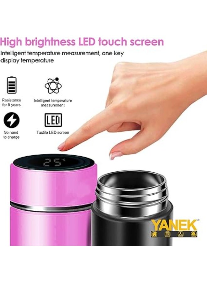 YANEK Smart Water Bottle Stainless Steel – Travel Mug with Smart LCD Touch Screen Temperature Display, Leak-Proof, Hot & Cold Beverage Flask, Ideal for Travel, Gym, Office, & Daily Use (PINK) - Image 4