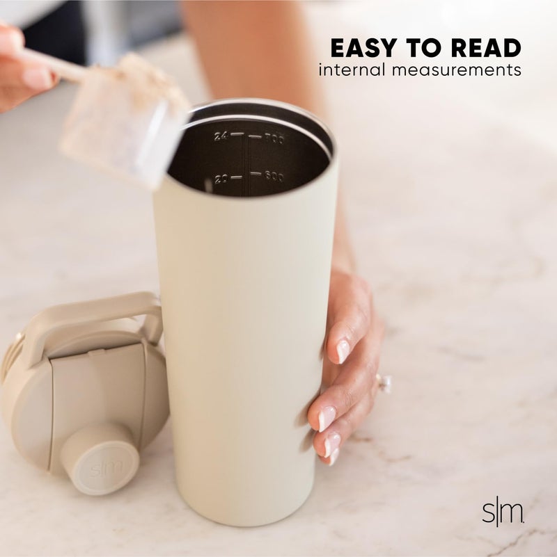 Simple Modern Stainless Steel Shaker Bottle with Ball 24oz | Metal Insulated Cup for Protein Mixes, Shakes and Pre Workout | Rally Collection | Almond Birch - Image 5