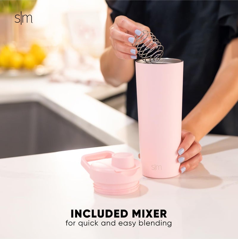 Simple Modern Stainless Steel Shaker Bottle with Ball 24oz | Metal Insulated Cup for Protein Mixes, Shakes and Pre Workout | Rally Collection | Almond Birch - Image 4