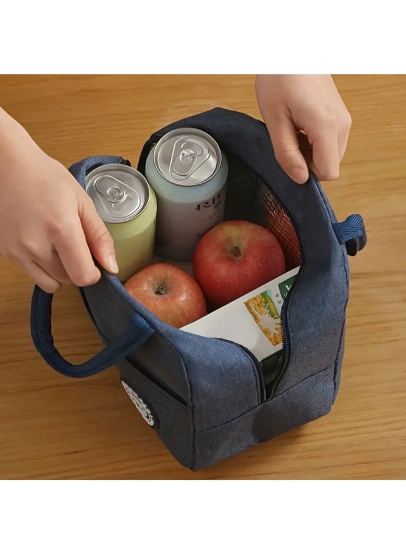 CleanWave - The Pure Effect Adorable Navy BLUE Insulated Lunch Bag – Reusable BLUE Bento Tote with Zipper, Washable Food Storage for School, Work & Picnic | Cute & Durable Back-to-School Gift - Image 2