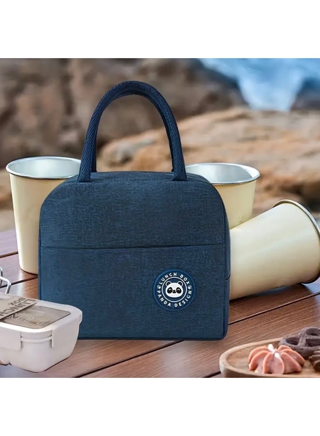 CleanWave - The Pure Effect Adorable Navy BLUE Insulated Lunch Bag – Reusable BLUE Bento Tote with Zipper, Washable Food Storage for School, Work & Picnic | Cute & Durable Back-to-School Gift - Image 5