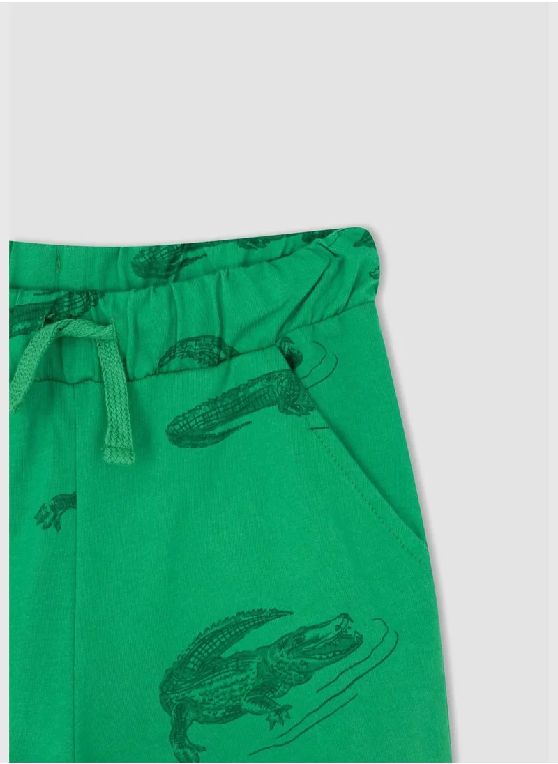 DeFacto Regular Fit Tie Waist Crocodile Print Bermuda Shorts
