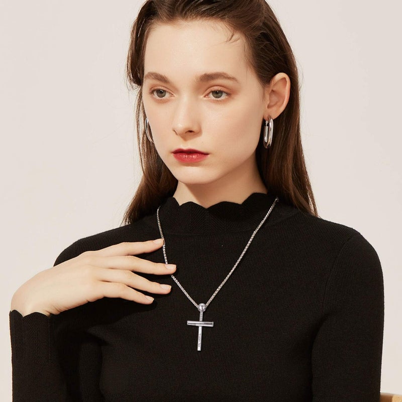 U7 Men Baseball Chain Stainless Steel Jersey Baseball Cross Pendant Cool Necklace - Image 4