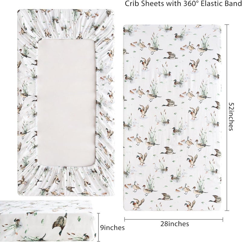 LifeTree Mallard Duck Crib Sheets for Baby Boys Girls  Muslin Fitted Crib Sheets Toddler Bed Sheet Fits Standard Crib 70 Viscose from Bamboo and 30 Cotton 28in x 52in - Image 3