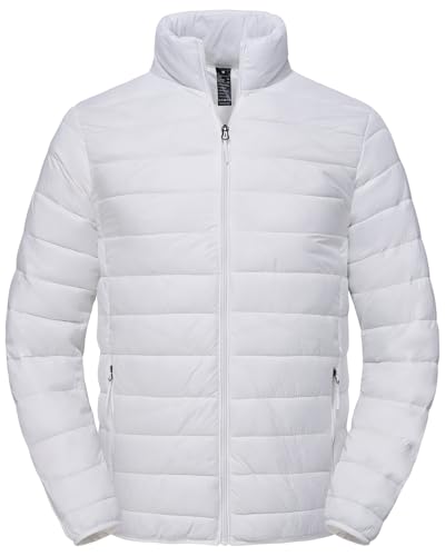 SPOSULEI Puffer Jacket for Men Packable Lightweight Winter Warm Down Jackets Coats Outdoor Insulated Water Resistant Travel Hiking Camping Jacket with Pockets White XL - Image 2