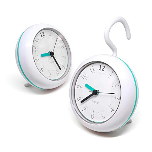 Mooas Silent Waterproof 3-in-1 Clock - Bathroom & Shower Use, Non-Ticking Battery Operated, Hanging & Indoor Outdoor, Kitchen & Bathroom Clock (Mint) - Image 1