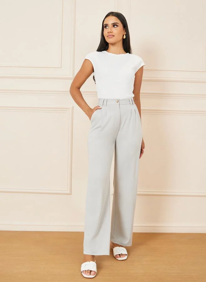 Styli Straight Fit Ankle Length Pants with Pockets